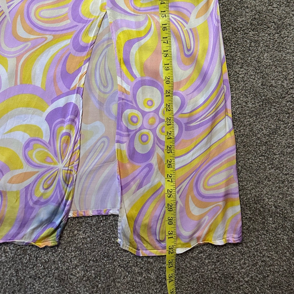 Bershka Midi Skirt with Split in Bright Swirl Pattern - Picture 7 of 7